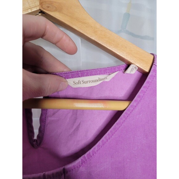 Soft Surroundings Blouse womens size Medium Cusabo Pintuck Iris Orchid Purple - Picture 4 of 8